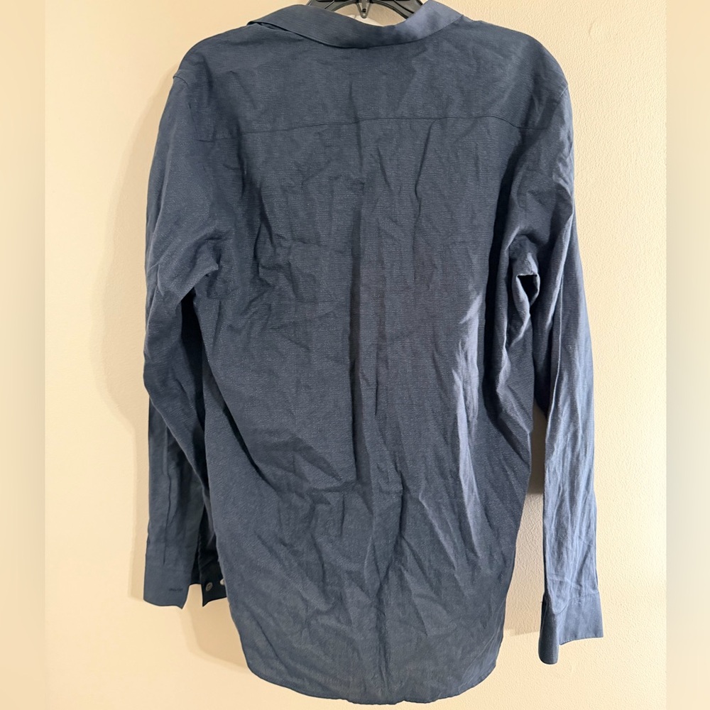 Theory Navy Blue Patterned Collared Button Down L… - image 5